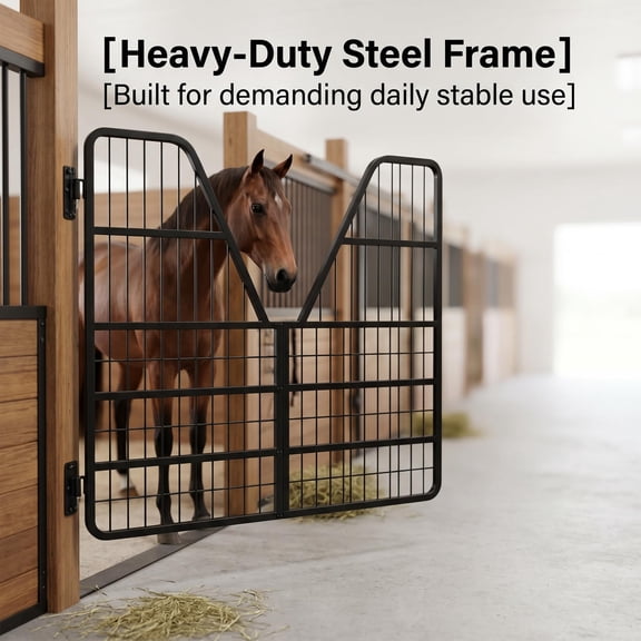 Horse Stall Guard Heavy Steel Construction, Livestock Gate Scratch Resistant Powder Coating, Farm Gate Rust-Proof for Equestrian Facilities.