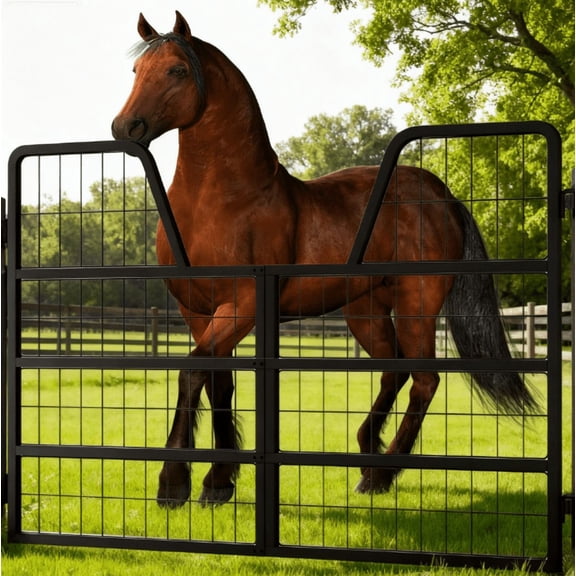 Horse Stall Guard with Yoke Design, Horse Stall Door in 48" W x32" H, Horse Stall Gate featuring Heavy-Duty Thick Steel Frame, Fits Standard Barn Doorways