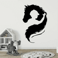 thumbnail image 1 of Horse Stallion Mare Cowboy Horse Stallion Silhouette Portrait Horse RAcing Derby Vinyl Wall Art Sticker Wall Decal Home Room Farm House Room Girls Boys Room Wall Décoration Design Size (20x14 inch), 1 of 3