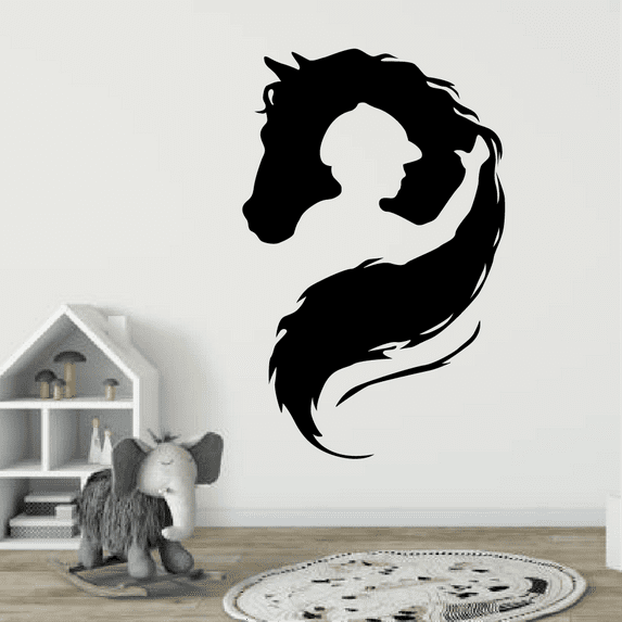 Horse Stallion Mare Cowboy Horse Stallion Silhouette Portrait Horse RAcing Derby Vinyl Wall Art Sticker Wall Decal Home Room Farm House Room Girls Boys Room Wall Décoration Design Size (20x14 inch)