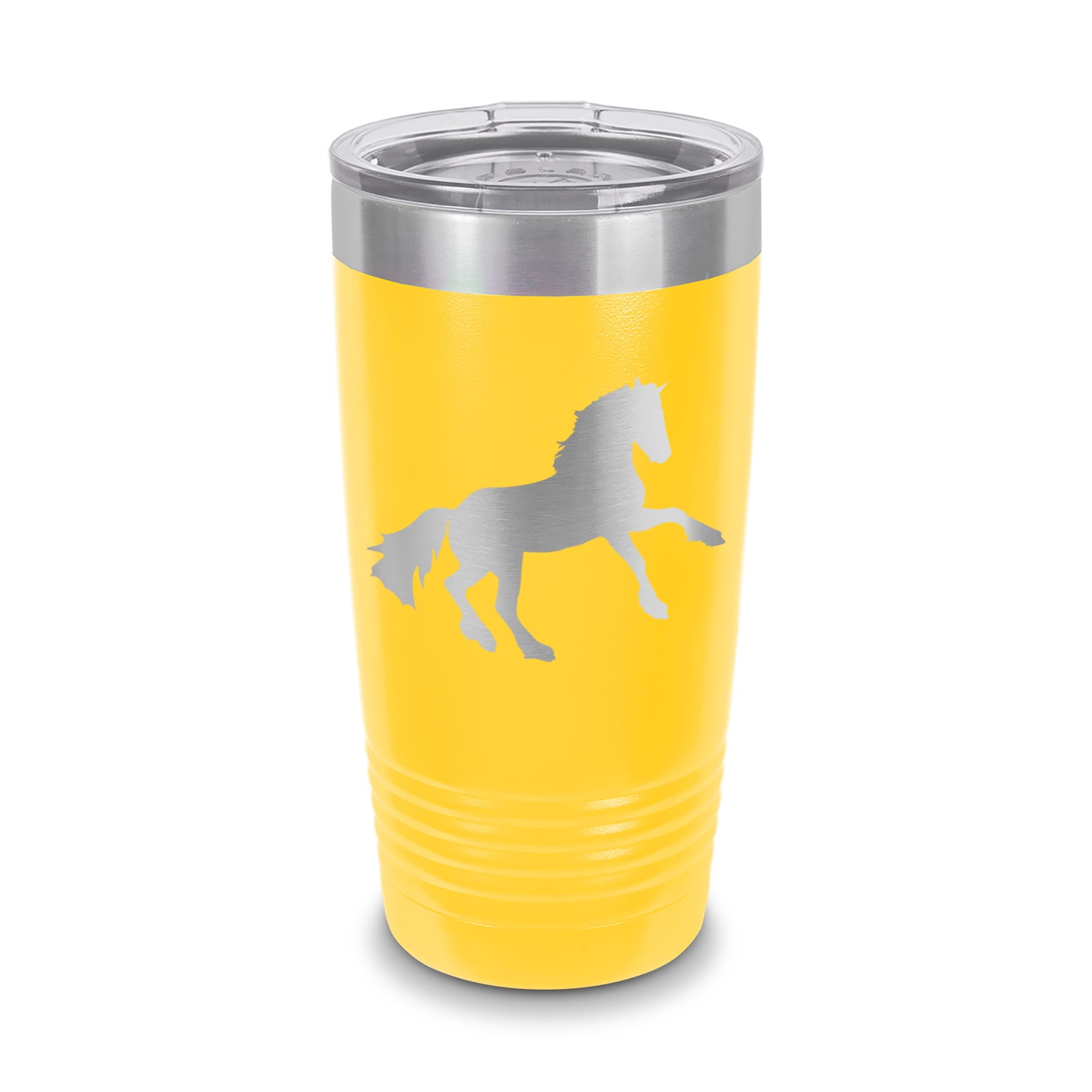 Horse Stallion Mare Galloping Tumbler 20 oz - Laser Engraved w/ Clear ...