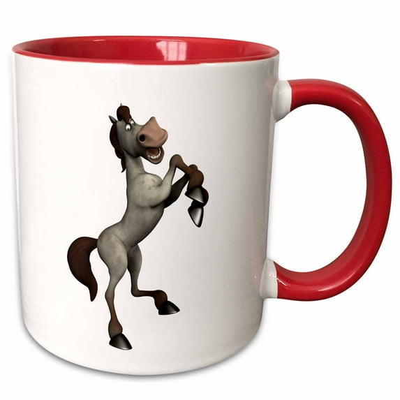 Horse Standing Up and Surprised 15oz Two-Tone Red Mug mug-164093-10