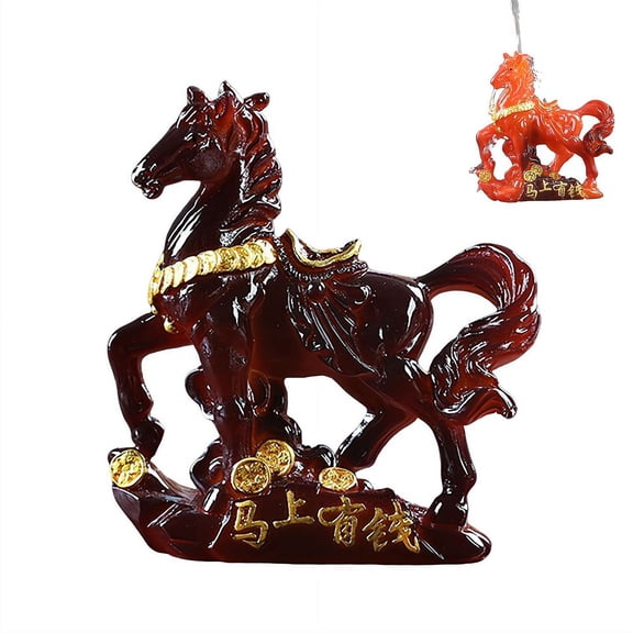 Horse Statue Small Chinese Feng Shui Animal Figurines New Year of The Horse Gift Tabletop Ornaments for Luck Wealth Success