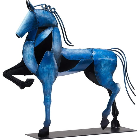 Horse Statue, Unique Metal Art Sculpture for Vintage Home Decor, Modern Decor, Gift for Horse Lovers (Blue)
