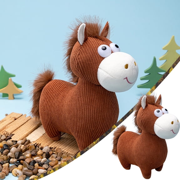 Horse Stuffed Animal,2026 Chinese Horse New Year Decorations,15" Plush Tabletop Ornaments for Chinese New Year Spring Festival Gift Blessing Souvenir Home Office Tabletop Decors(Brown)