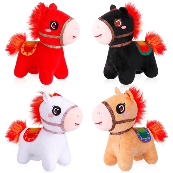 Horse Stuffed Animal 7.87 Inch Year of The Horse Plush 2026 New Year Spring Festival Decorations Horse Hanging Plush Set 2026 Cute Mascot Animals Gifts