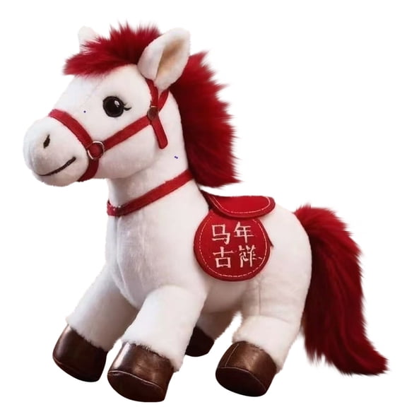 Horse Stuffed Animal Plush Doll, Large Zodiac Horse Plush, Cuddly Plushie for Home, New Year Party Gift, Spring Festival Collection, Big Horse Plush Toy, Decorative Plush Doll