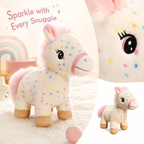 Horse Stuffed Animal Student Girl Soft Plush Toys for Nursery Decor Student Shower Birthday Gift 1 Count Colorful Polka Dot Design