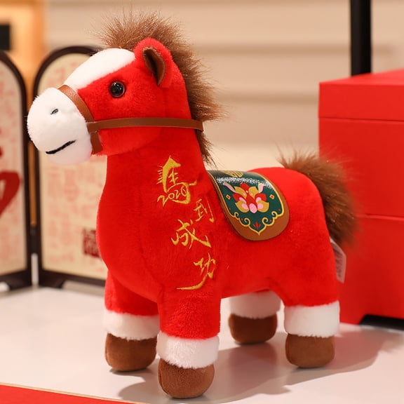Horse Success Plush Doll - Year of the Horse Baby Toy, Cute Soft Plush Animal for Kids, Lucky Sleep Companion Gift, Infant Comfort Doll with Auspicious Meaning