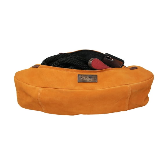 Horse Suede Leather Saddle Trail Riding Cantle Bag Orange 102AA37OR