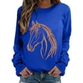 thumbnail image 1 of Horse Sweatshirts for Women Casual Crewneck Graphic Long Sleeve Horse Shirt Western Sweatshirt Riding Horse Lover Vintage Pullover Tops Loose Shirts Printing Embroidery Sweatshirt, 1 of 7