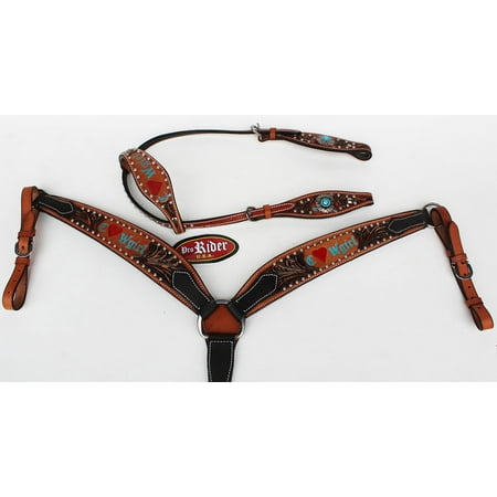 Horse Tack Bridle Western Leather 1 Ear Headstall BreastCollar 8043A