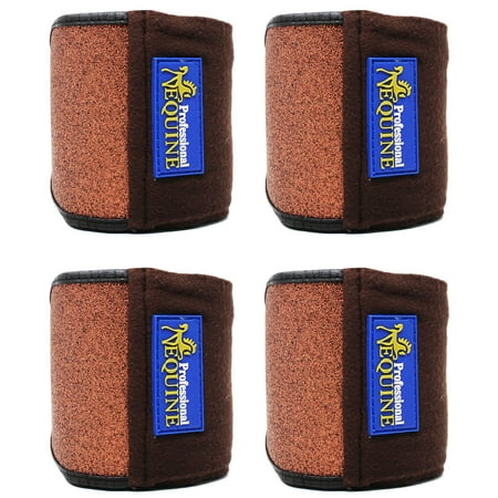 Horse Tack Grooming Leg set of 4 Polo Wrap Wraps Fleece Glitter Brown 95F05BR