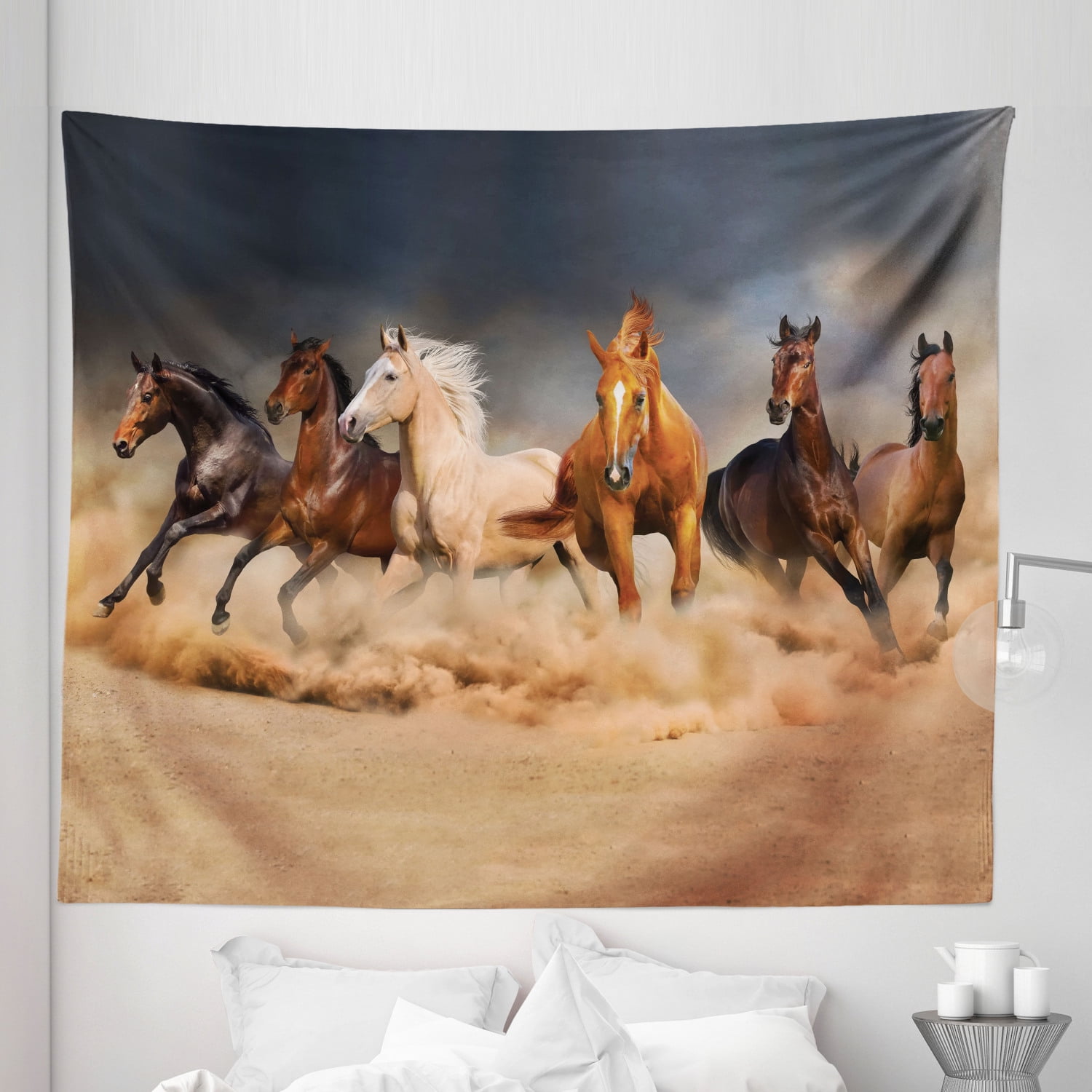 Horse Tapestry Equine Themed Animals Galloping in the Sand Running Horses Pattern Fabric Wall Hanging Decor for Bedroom Living Room Dorm 5 Sizes Brown Sand Brown by Ambesonne Walmart