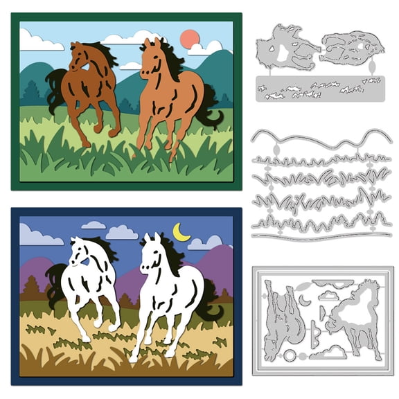 Horse Theme Carbon Steel Cutting Dies Stencils for DIY Scrapbooking Photo Album Decorative Embossing Paper Card 73 -105x120 -132x0.8mm