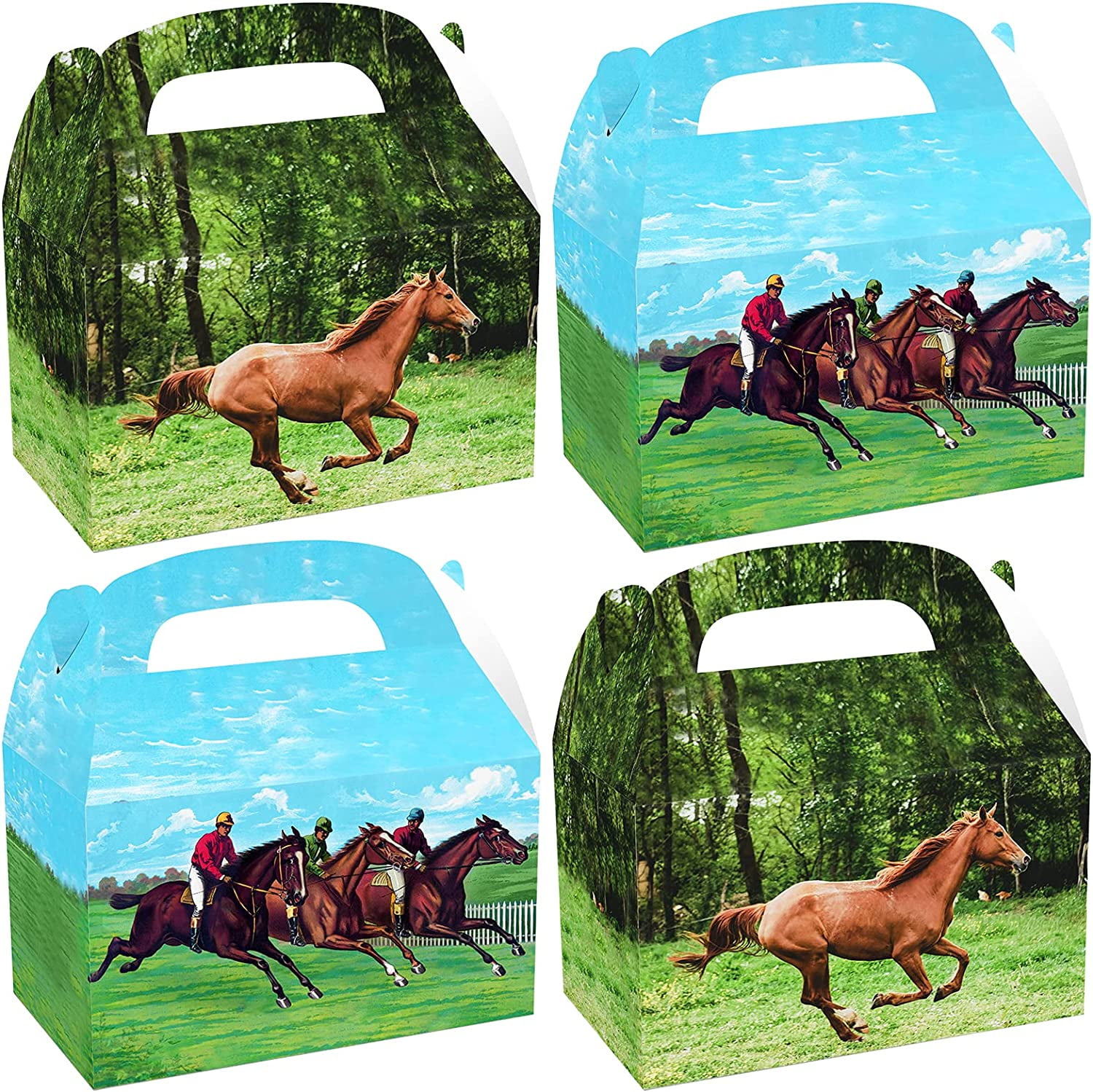 Horse Themed Party Favor Boxes 24Pack DoubleSided Design for Wild