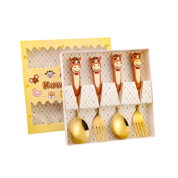 Horse-Themed Stainless Steel Cutlery Set, Cute Spoon and Fork Tableware Gift Set for Desserts, Fruit, and Snacks, Ideal Christmas Present for Family and Friends