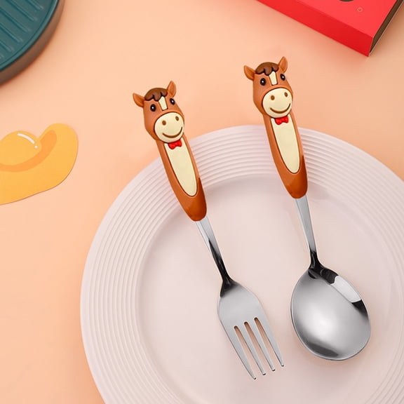 Horse Themed Stainless Steel Spoon and Fork Cutlery Set, Festive Tableware Gift Set for Party, Birthday, Wedding, Home Kitchen Dining, Decorative Cutlery with Animal Design