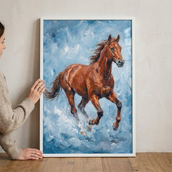 Horse Thick Oil Running Impasto Equestrian Chestnut Stallion Equine ...