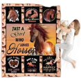 thumbnail image 1 of Horse Throw Blankets Just A Girl Who Loves Horses Blanket Flannel Fleece Super Soft Warm Cozys Blankets for Couch Bed Sofa Gift for Girls Women All Season 50"X40", 1 of 5