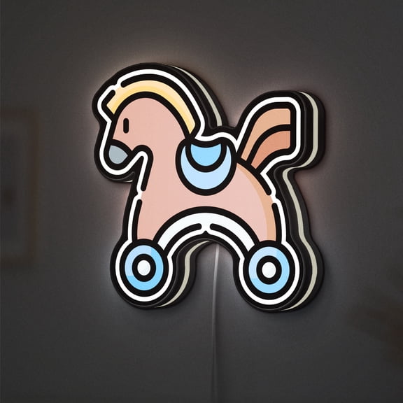 Horse Toy 3D Novelty Light Box, Childhood Playroom Decor, Fun Kids' Room Light for Children' s Spaces (Width 8 inch, 20cm)