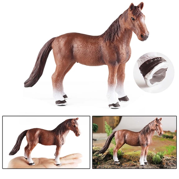 Horse Toy Figurine Farm Animal For Kids, Birthday Cake Topper, Garden Decoration, Party Favors, School Project (Brown)