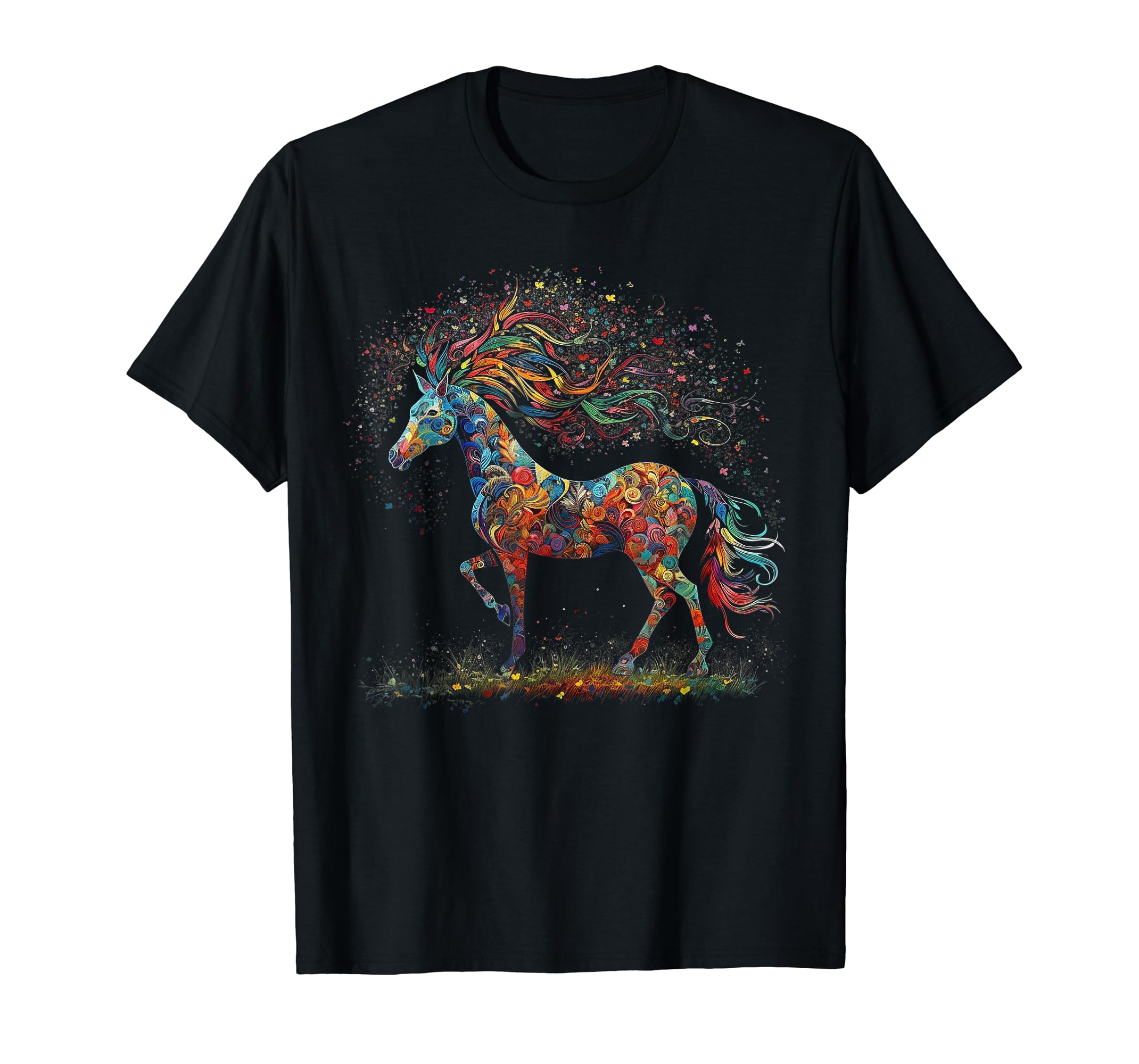 Horse Tree Artwork | Colorful Animal Motif Horse T-Shirt - Walmart.com