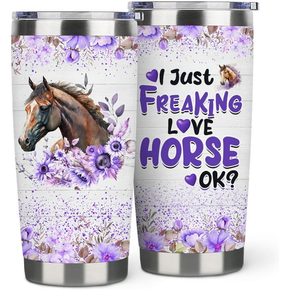 Horse Tumbler for Horse Lover,20 oz Horse Coffee Cup Double Wall Stainless Steel Vacuum Insulated,Ideal Horse Gift (Horse, 20 oz)