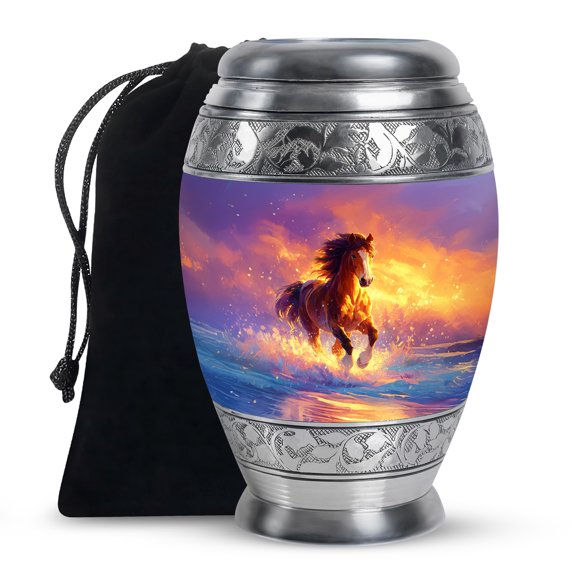 Horse Urn Human Ash Adult Female - Purple Urns for Human Ashes Mom and Dad - Forest Funeral Urn for Brother and Sister 10"