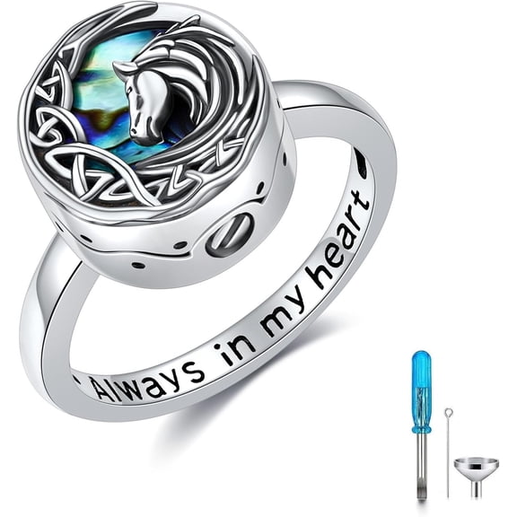 Horse Urn Rings for Ashes 925 Sterling Silver Horse Cremation Urn Rings Jewelry Gifts for Women