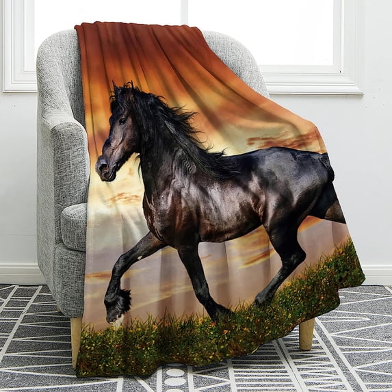 Horse Vintage Red Blanket Smooth Soft Print Throw Blanket for Sofa Chair Bed Office Travelling Camping Women Gift 50"x60"
