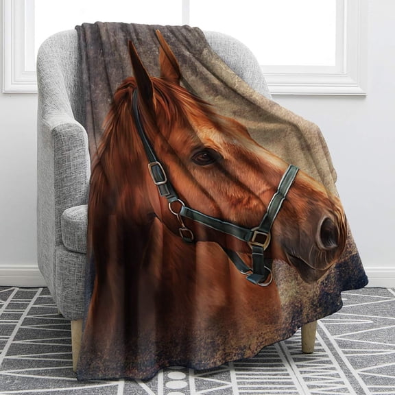 Horse Vintage Red Blanket Smooth Soft Print Throw Blanket for Sofa Chair Bed Office Travelling Camping Women Gift 50"x60"