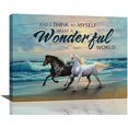 thumbnail image 1 of Horse Wall Art White & Black Horse Pictures Wall Decor Beach Coast Canvas Artwork Painting Motivational Inspirational Quotes Framed Poster Print for Home Living room Bedroom Bathroom Office 12"X16", 1 of 6