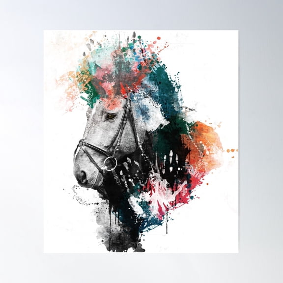 Horse Watercolor Painting Poster Wall Art, Modern Wall Decor For Living Room Bedroom, 16x24 UNFRAMED