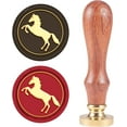 thumbnail image 1 of Horse Wax Seal Stamp 25mm Western Cowboy Vintage Retro Sealing Stamps Removable Brass Head Wooden Handle for Wedding Invitation Envelope Card Making Package Decoration Gift, 1 of 9