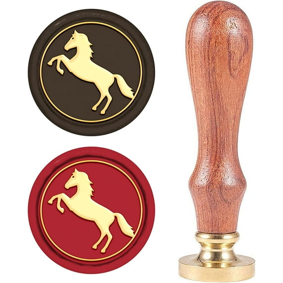 Horse Wax Seal Stamp 25mm Western Cowboy Vintage Retro Sealing Stamps Removable Brass Head Wooden Handle for Wedding Invitation Envelope Card Making Package Decoration Gift