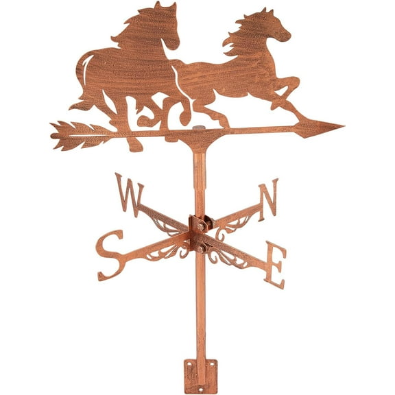 Horse Weather Vane for Roof Mount Animal Metal Weathervane Wind Direction Indicators Copper Wind Vanes Signs for Farmhouse Yard Outdoor Farm Barn Sheds Garden Patio Decoration DIY