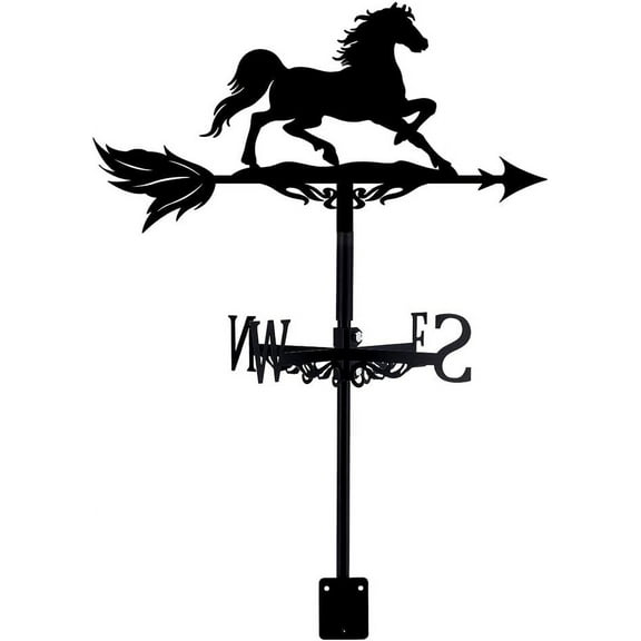Horse Weathervane Animals Iron Wind Vane Garden Weathervanes Wind Spinner Wrought Iron Weathercock for Outdoor Roof Direction Sign Farmhouse Garden Courtyard Decoration for DIY