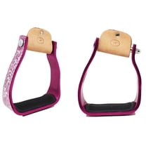 Horse Western 5" Barrel Racer Pink Engraved Aluminum Angled Show Stirrups 51140PK