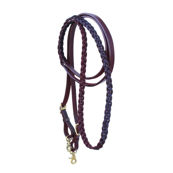 Horse Western 8' Braided Latigo Leather Barrel Contest Reins 6693LT