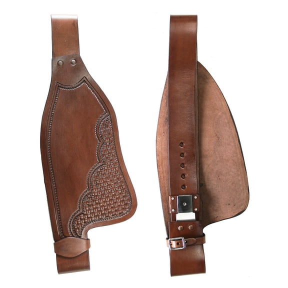 Horse Western Adult Basket Tooled Brown Leather Replacement Saddle Fenders 5262LB