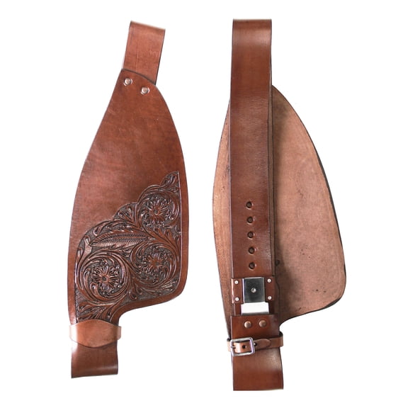 Horse Western Adult Floral Tooled Brown Leather Replacement Saddle Fenders 5223LB