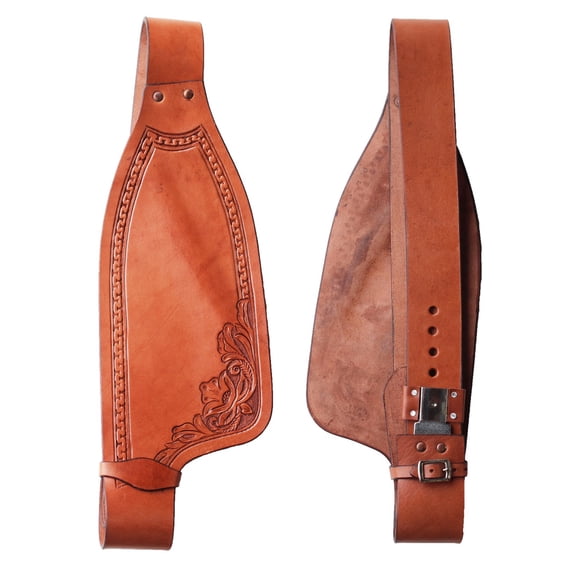 Horse Western Adult Floral Tooled Tan Leather Replacement Saddle Fenders 5258DT