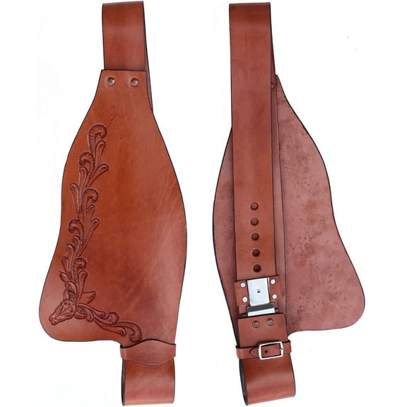 Horse Western Adult Tooled Dark Tan Leather Replacement Saddle Fenders 5225DT
