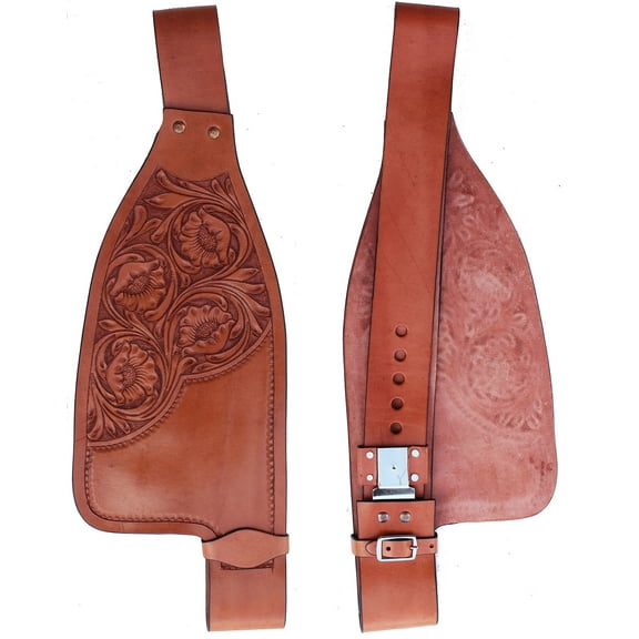 Horse Western Adult Tooled Dark Tan Leather Replacement Saddle Fenders 5230DT