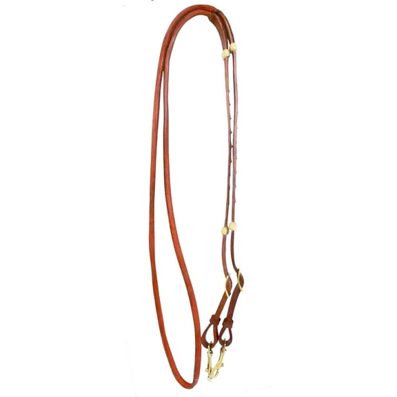 Horse Western Challenger USA Leather Rolled Roper Barrel Reins Brass 66RT12