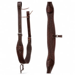 Horse Western Basket Weave Tooled Leather Rear Flank Saddle Cinch Billets 9779BR