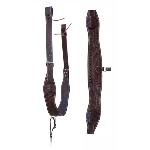 Horse Western Basket Weave Tooled Leather Rear Flank Saddle Cinch Billets 9779BR
