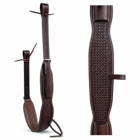 Horse Western Basketweave Tooled Leather Rear Flank Brown Saddle Cinch Billets 9780BR