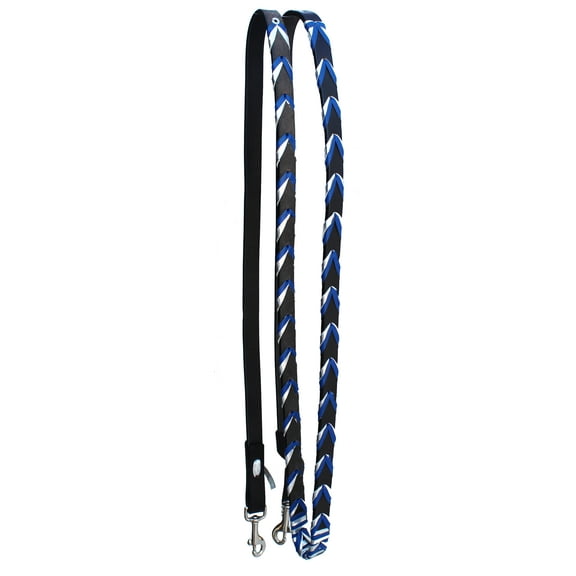 Horse Western Black Leather 8' Blue Silver Laced Barrel Contest Reins 66AA05BK